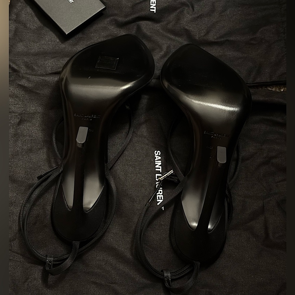 Saint Laurent Black Strappy Heeled Sandals - Picture 5 of 12